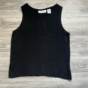 Silx Black 100% Silk Vintage 80s 90s Sleeveless Tank Blouse Work Career Casual